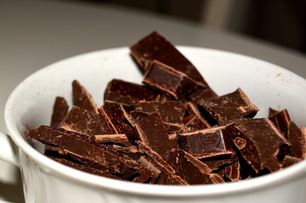 Chunks of dark chocolate